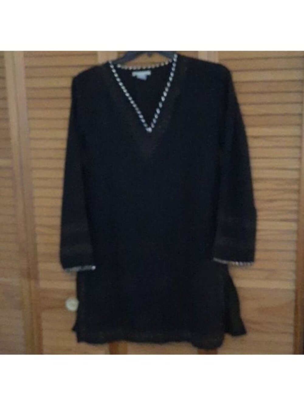 Pineapple Cove Vneckline Sheer Black Silver and Brown Print Cover Up Size Large